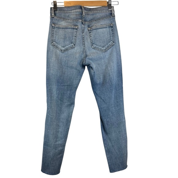 L'AGENCE Mid-Rise Skinny Jeans Distressed Light Wash Size 26 Raw Hem Blue Denim - Picture 8 of 13